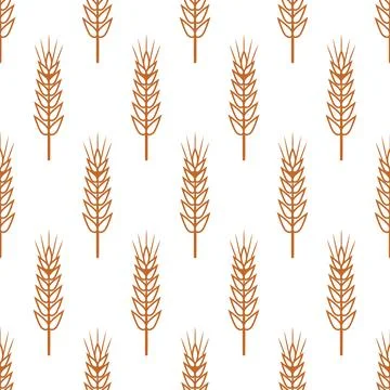 Vector Seamless Pattern with Agriculture Wheat, Cereal Ears. Organic Wheat, Rice 스톡 일러스트