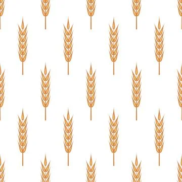 Vector Seamless Pattern with Agriculture Wheat, Cereal Ears. Organic Wheat, Rice イラスト素材