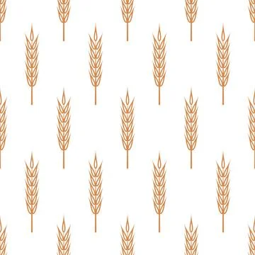 Vector Seamless Pattern with Agriculture Wheat, Cereal Ears. Organic Wheat, Rice イラスト素材