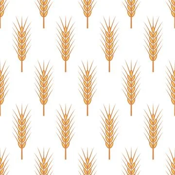 Vector Seamless Pattern with Agriculture Wheat, Cereal Ears. Organic Wheat, Rice Stock Illustration