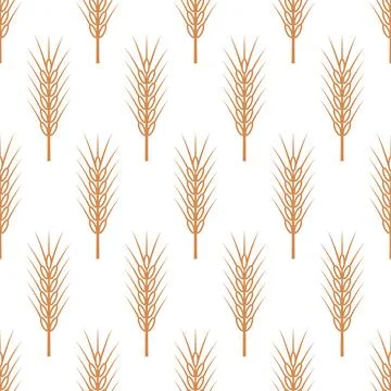 Vector Seamless Pattern with Agriculture Wheat and Cereal Ears. Organic Wheat Stock Illustration