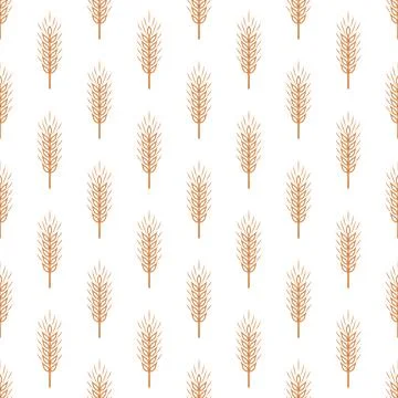 Vector Seamless Pattern with Agriculture Wheat and Cereal Ears. Organic Wheat Stock Illustration