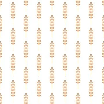 Vector Seamless Pattern with Agriculture Wheat and Cereal Ears. Organic Wheat Stock Illustration