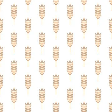 Vector Seamless Pattern with Agriculture Wheat and Cereal Ears. Organic Wheat イラスト素材