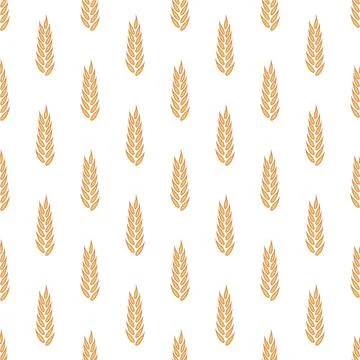 Vector Seamless Pattern with Agriculture Wheat and Cereal Ears. Organic Wheat Stock Illustration