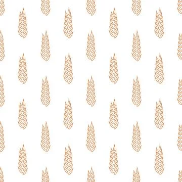 Vector Seamless Pattern with Agriculture Wheat and Cereal Ears. Organic Wheat イラスト素材