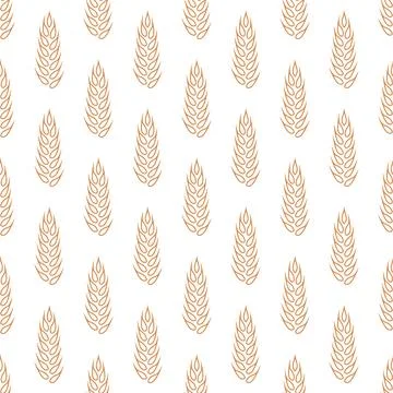 Vector Seamless Pattern with Agriculture Wheat and Cereal Ears. Organic Wheat Stock Illustration