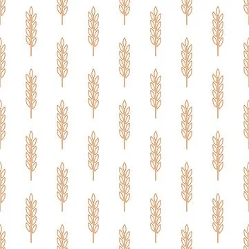 Vector Seamless Pattern with Agriculture Wheat and Cereal Ears. Organic Wheat Stock Illustration