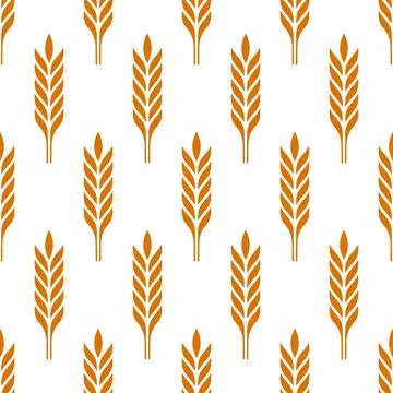 Vector Seamless Pattern with Agriculture Wheat and Cereal Ears. Organic Wheat Stock Illustration