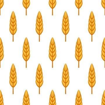Vector Seamless Pattern with Agriculture Wheat and Cereal Ears. Organic Wheat Stock Illustration
