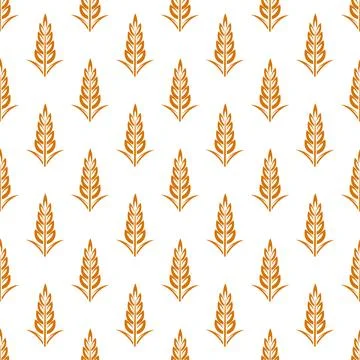 Vector Seamless Pattern with Agriculture Wheat and Cereal Ears on White. Organic 스톡 일러스트