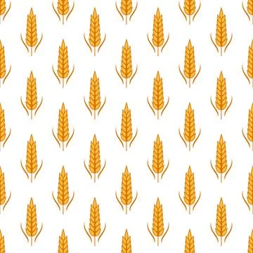 Vector Seamless Pattern with Agriculture Wheat and Cereal Ears on White. Organic イラスト素材