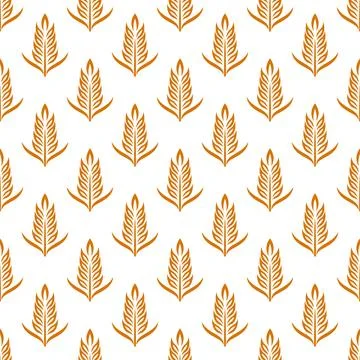 Vector Seamless Pattern with Agriculture Wheat and Cereal Ears on White. Organic Stock Illustration