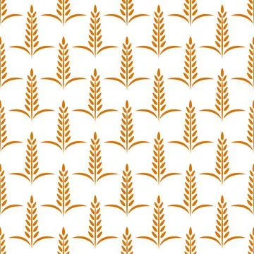 Vector Seamless Pattern with Agriculture Wheat and Cereal Ears on White. Organic Stock Illustration