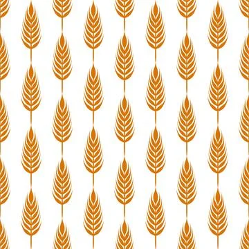 Vector Seamless Pattern with Agriculture Wheat and Cereal Ears on White. Organic Stock Illustration
