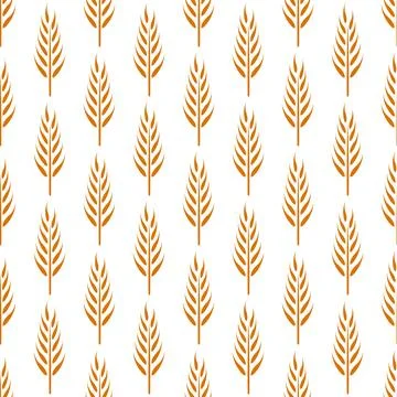 Vector Seamless Pattern with Agriculture Wheat and Cereal Ears on White 스톡 일러스트