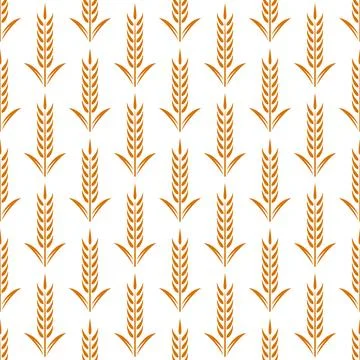 Vector Seamless Pattern with Agriculture Wheat and Cereal Ears on White Illustrazione stock