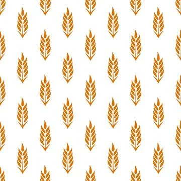 Vector Seamless Pattern with Agriculture Wheat and Cereal Ears on White 스톡 일러스트