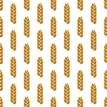 Vector Seamless Pattern with Agriculture Wheat and Cereal Ears on White Bac.. Stock Illustration