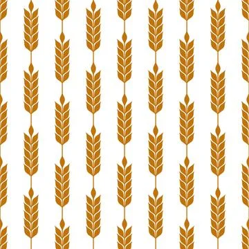 Vector Seamless Pattern with Agriculture Wheat and Cereal Ears on White Bac.. 스톡 일러스트