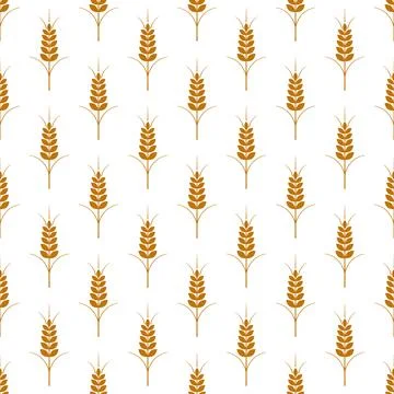 Vector Seamless Pattern with Agriculture Wheat and Cereal Ears on White Bac.. イラスト素材