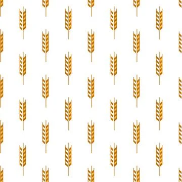 Vector Seamless Pattern with Agriculture Wheat and Cereal Ears on White Bac.. Stockillustratie