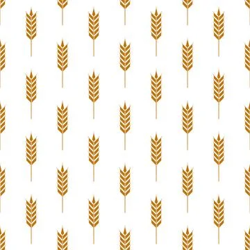 Vector Seamless Pattern with Agriculture Wheat and Cereal Ears on White イラスト素材