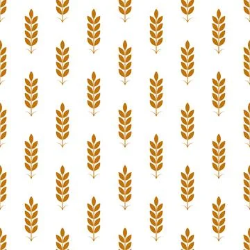 Vector Seamless Pattern with Agriculture Wheat and Cereal Ears on White Bac.. Stockillustratie