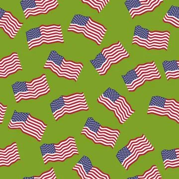 Vector seamless pattern: American flags. Stock Illustration