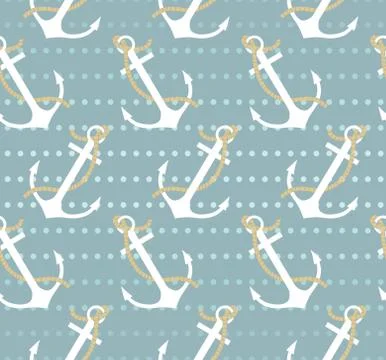 Vector seamless pattern with anchors Stock Illustration