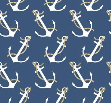 Vector seamless pattern with anchors Illustrazione stock