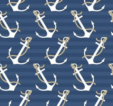 Vector seamless pattern with anchors イラスト素材
