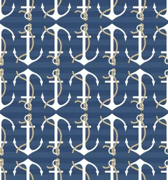 Vector seamless pattern with anchors Stock Illustration