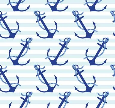 Vector seamless pattern with anchors Stock Illustration