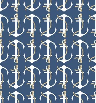 Vector seamless pattern with anchors Illustrazione stock