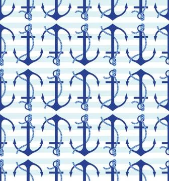 Vector seamless pattern with anchors Stock Illustration