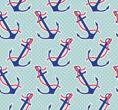Vector seamless pattern with anchors Stock Illustration