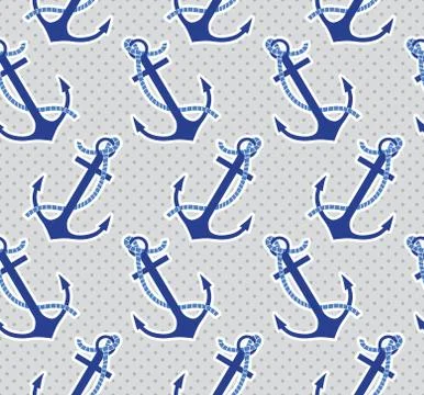 Vector seamless pattern with anchors Stock Illustration