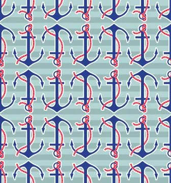 Vector seamless pattern with anchors Stock Illustration