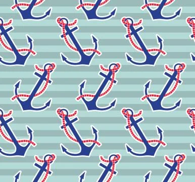Vector seamless pattern with anchors Stock Illustration