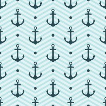 Vector seamless pattern with anchors Stock Illustration