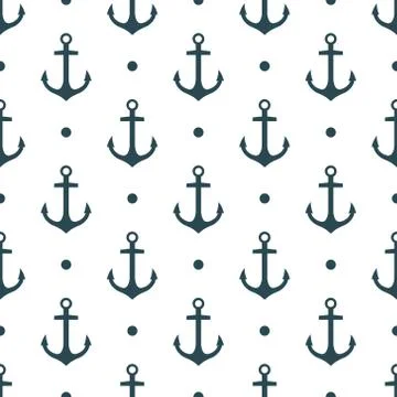 Vector seamless pattern with anchors Stock Illustration