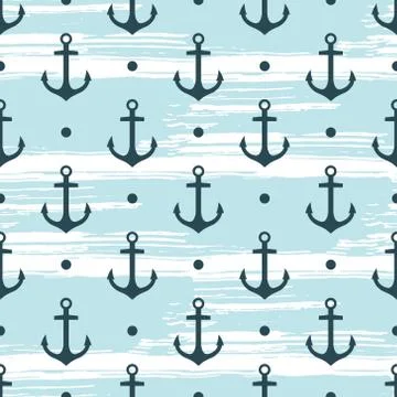 Vector seamless pattern with anchors Stock Illustration