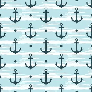 Vector seamless pattern with anchors Stock Illustration