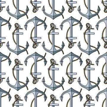 Vector seamless pattern with anchors Stock Illustration