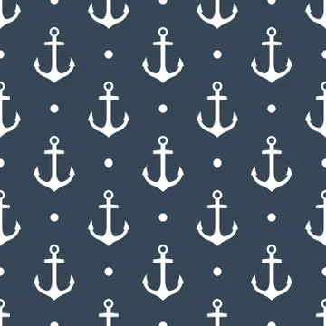 Vector seamless pattern with anchors Stock Illustration