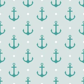 Vector seamless pattern with anchors Stock Illustration