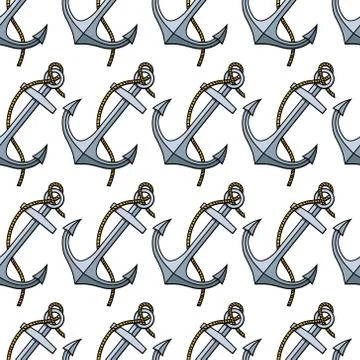 Vector seamless pattern with anchors Stock Illustration