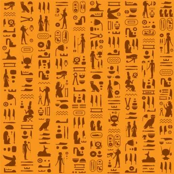 Vector seamless pattern with ancient egyptian hieroglyphs Stock Illustration