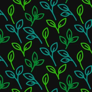 Vector seamless pattern and abstract background with green leaves for packag Illustrazione stock